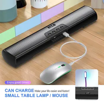 

Wireless Bluetooth 5.0 Soundbar Stereo Speaker Powerful Built In Storage Battery Microphone Double Horn TV Home Speaker