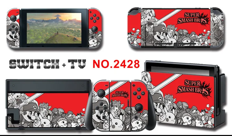1set New Cute Anime Full Body Sticker for NS Switch Protective Cover Skin Colorful Art for Game Console Joy-Con Controller Decor