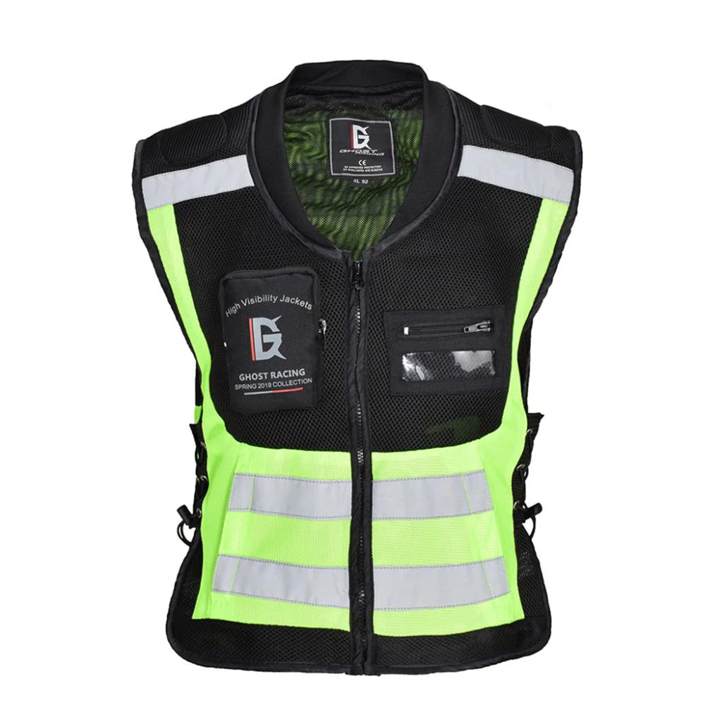 Hi Vis Reflective Motorcycle Vest Adjustable Waistcoat Commuting Jacket