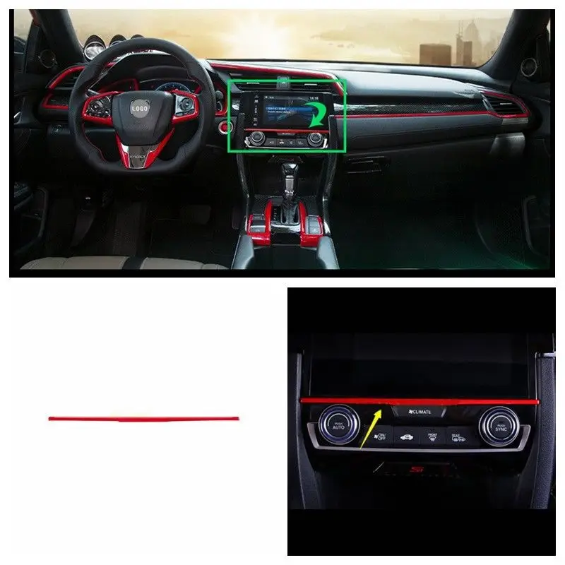 

1 шт., красная хромированная Защитная крышка для автомобильного центрального контроллера и навигационного экрана Honda Civic Type 10 2016-2018