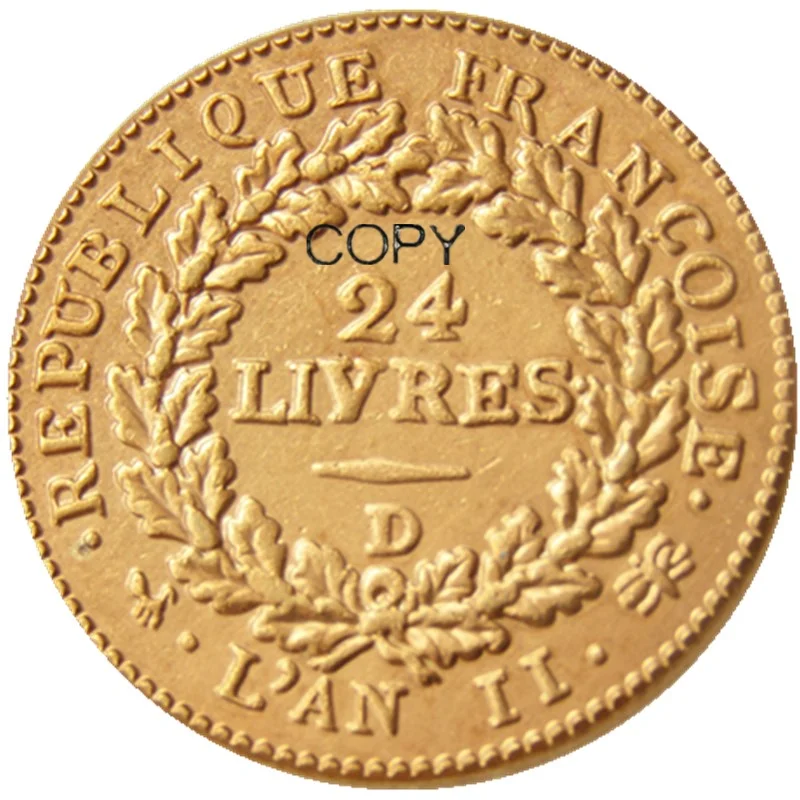 Франция 1793D 24LIVRES Позолоченные копии монет