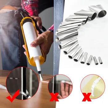 

14Pcs Caulking Finisher Caulk Nozzle Applicator Stainless Steel Sealant Finishing Tool Kit Kitchen Bathroom Window Sink Joint