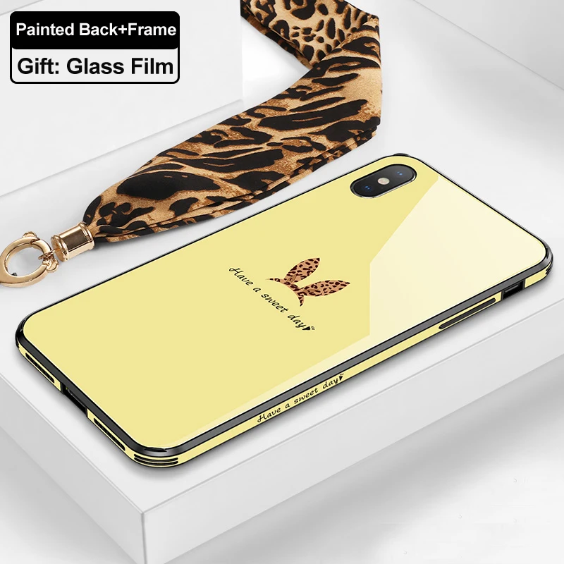 baowentueryellow Для iphone X XS Max XR 6d чехол из закаленного стекла с рисунком задняя панель+ рамка Взрывозащищенная стеклянная крышка для iphone xs max стеклянный чехол - Цвет: baowentueryellow