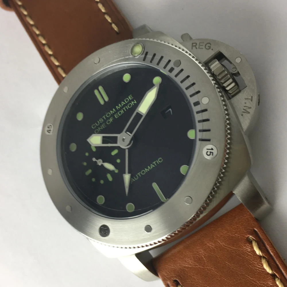 Parnis 47 мм GMT часы для мужчин автоматический механический Move мужчин t кожаный ремешок светящийся водонепроницаемый люксовый бренд военные мужские часы CM105