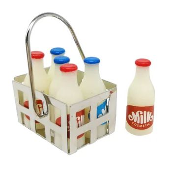 

1 Set Miniature Milk Bottle Mini House Plaything Mini Desktop Decor Mini House Layout Milk Bottle Model Decor for Children Mini