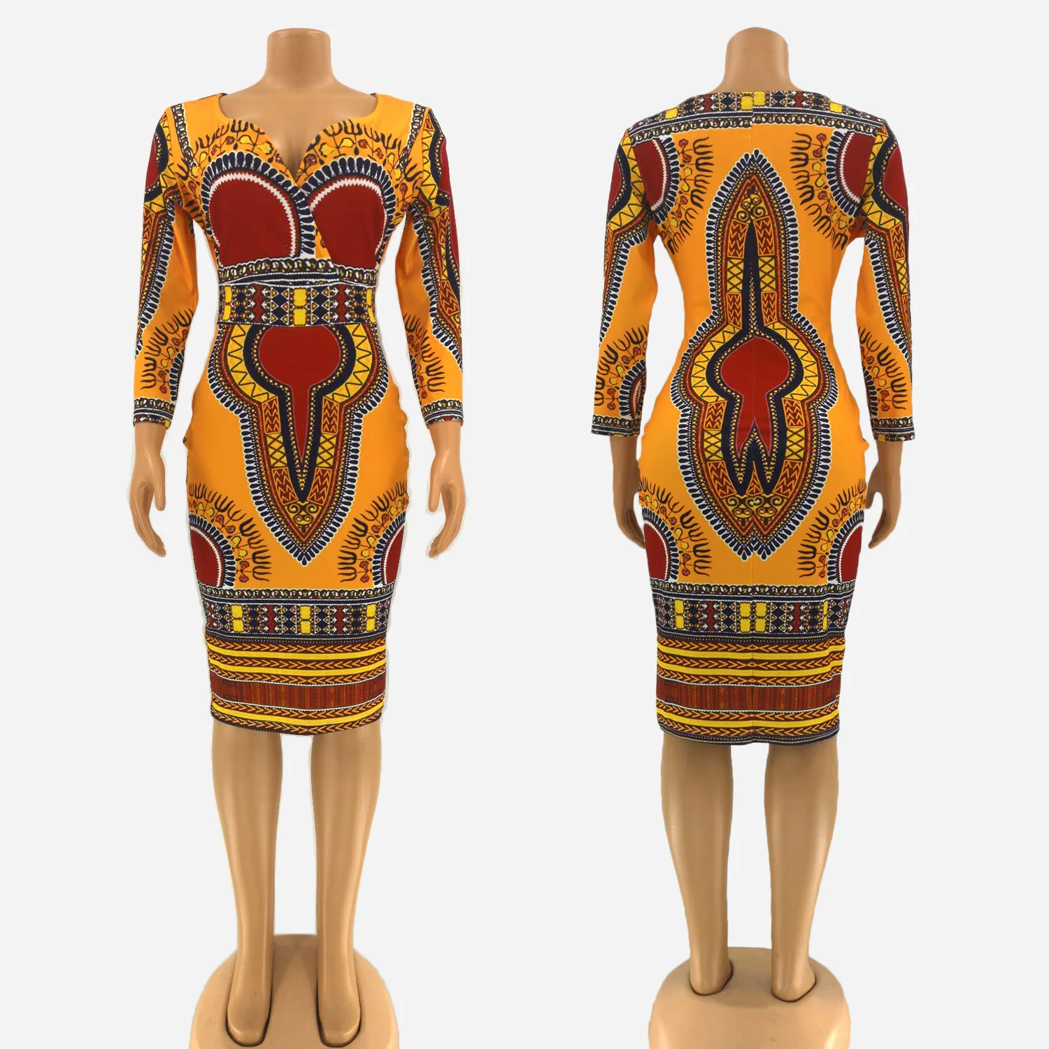 Новое летнее сексуальное модное стильное платье с принтом, Африканское женское платье из полиэстера длиной до колена, S-3XL