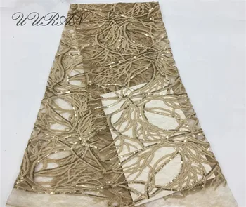 

African Tulle Lace Embroidered Net Lace Fabric with Sequins Fashion French Lace Fabric High Quality