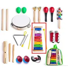 12 шт./компл. Плетеный абажур из натурального дерева дети музыкальные инструменты Kit Набор игрушек для детей малышей раннего образовательные перкуссионные игрушки куклы