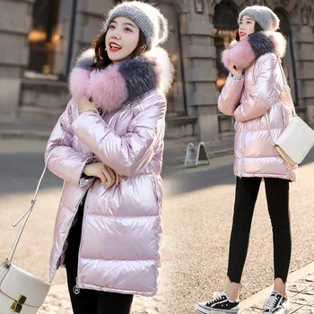 

Nicesnowl new Long Down Jacket For Women Large Size Female New Hooded Fur Collar Long Down Coat Plus Size Parka