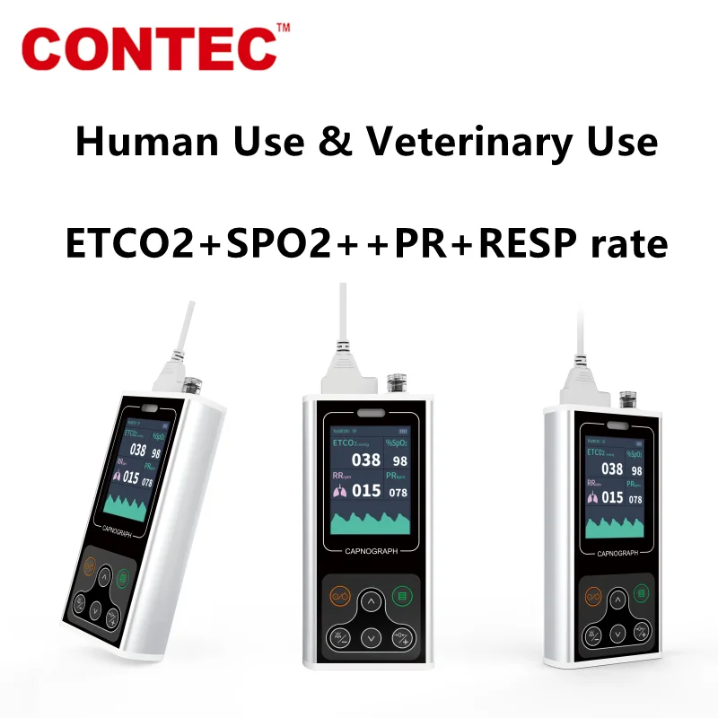 End-tidal CO2 CONTEC CA10S Capnograph ETCO2+PR+RESP rate+SPO2 respiration Chargeable adult child human use & Veterinary | Красота и