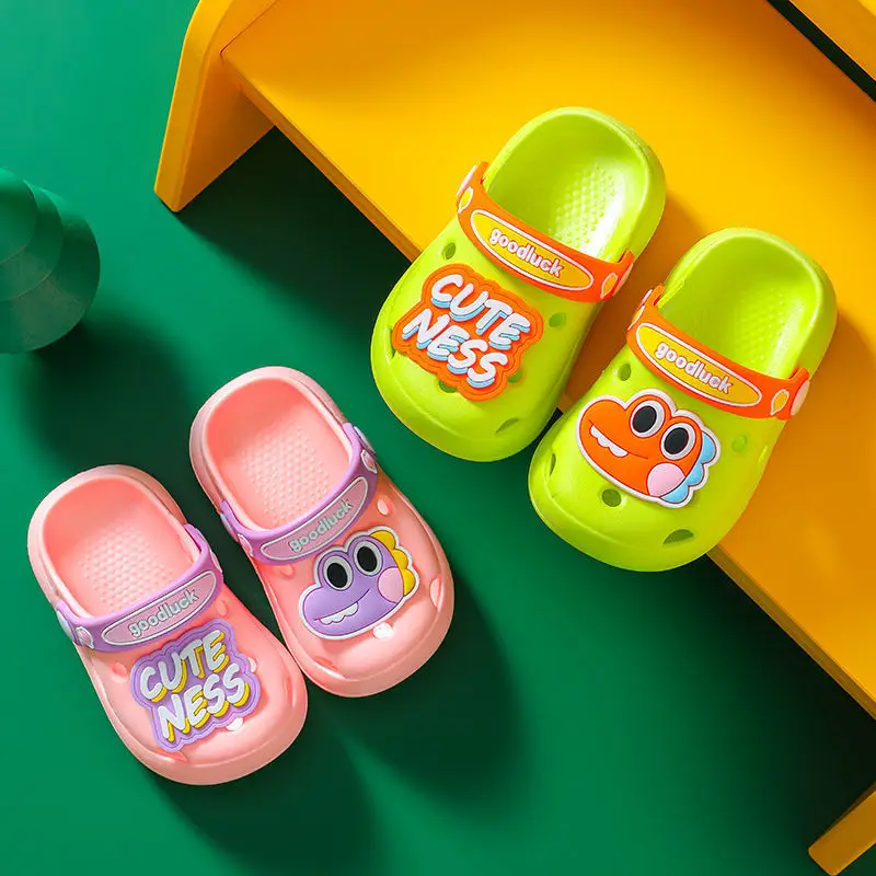 Children Clogs Cute Dinosaur Non-Slip Soft Sole Kids Sandals Summer Light Outdoor Beach Shoes Toddler Shoes Girl Boy Sandals new cartoon resin baby dinosaur keychain cute green blue pink trinket bag car metal keyring soft lanyard girl boy lover gift