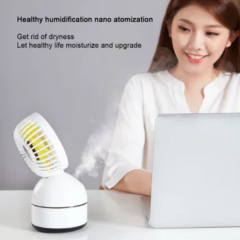 

Spray Cooling Fan USB Small Fan Desktop Rechargeable Folding Fan Spray Humidification-blue Hot Sale