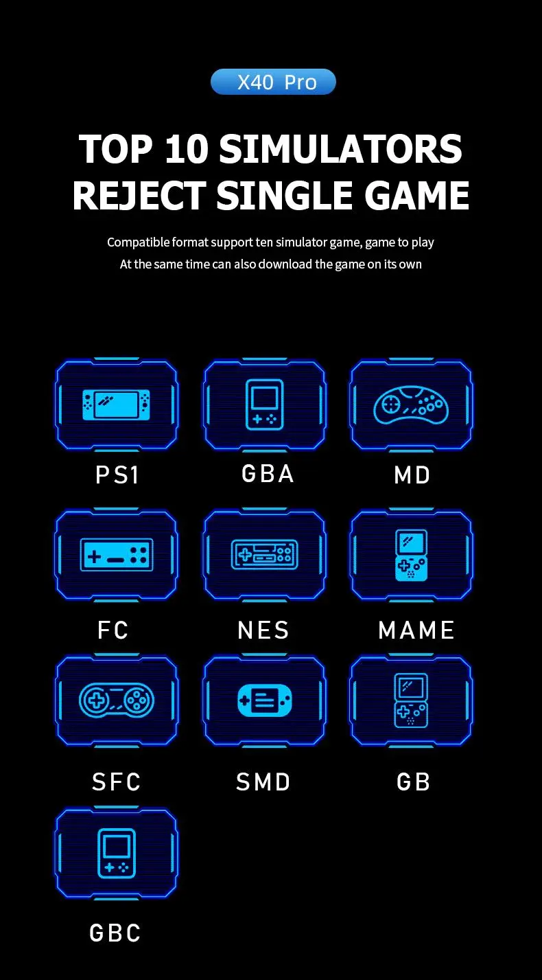 X40Pro 7 inch 16G classic retro dual handheld dual rocker video game console inch HD large screen handheld TV game console