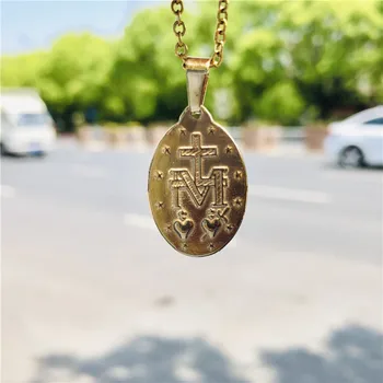 

CR-79 Female's Our Lady of Guadalupe Medal Necklace Stainless Steel Virgin Mary Pendant Choker For Women Jewelry