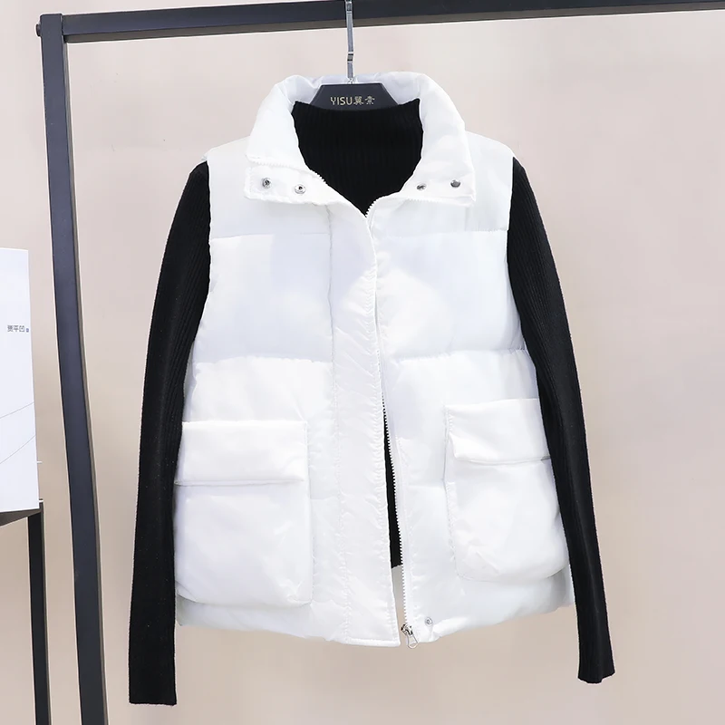

Women Oversize waistcoat Vest 6 colors 2020 Winter New Korean Zipper Vest Female Fashion Solid color Waist Cotton Vest Jacket