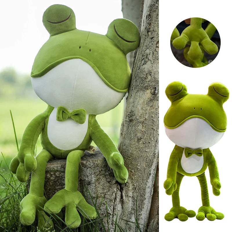 

Kids Plush Frog Toy Long-Legged Big Eyes Green Frog Plush Stuffed Animal Soft Doll Throw Pillows Toy Gifts For Kids Adult funny