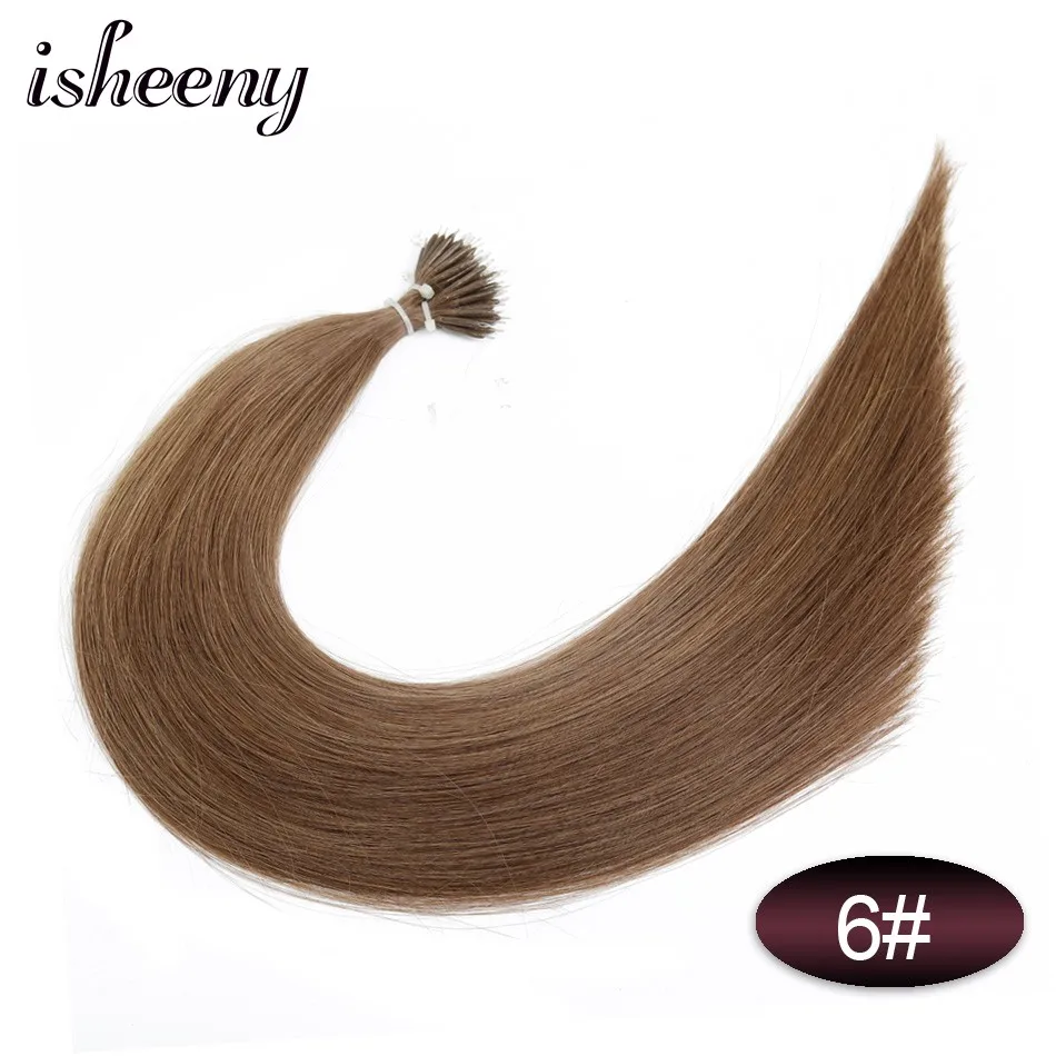 Isheeny 1" 18" 2" волосы Remy для наращивания с микро-бусинами в нано кольцах человеческие волосы прямые 9 цветов блонд европейские волосы - Цвет: #6