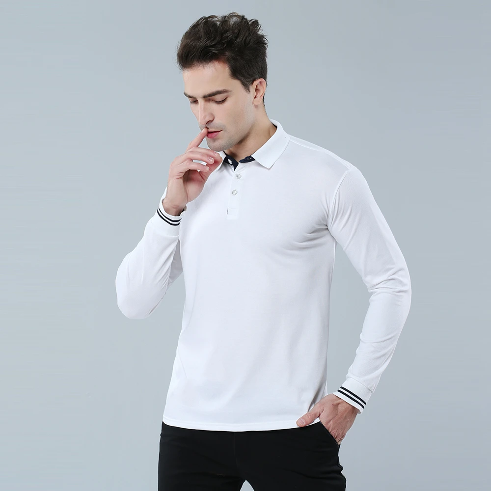 Goedkoop Fall Ademend Katoen Slanke Polo Shirt Mannen Lange Mouw Mode Kraag Fitness Effen Mannelijke Golf Effen Kleur Werkkleding Maatwerk Fitness kleding Esthetisch t shirt jasje Herfst vrouw Polo vrouwen tshirt 2019 nieuw