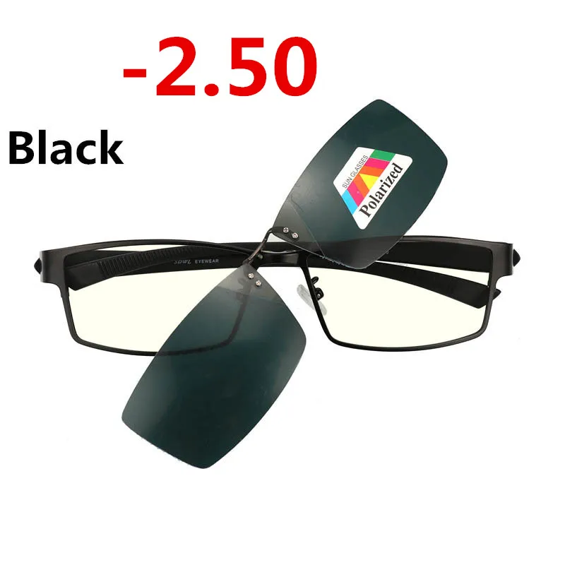 Клипса солнцезащитные очки из нержавеющей близорукости очки для компьютера мужские очки с прозрачными защитными стеклами очки анти синий луч Оправа очков-1,0 очки-1-2-3 - Цвет оправы: black-2.50