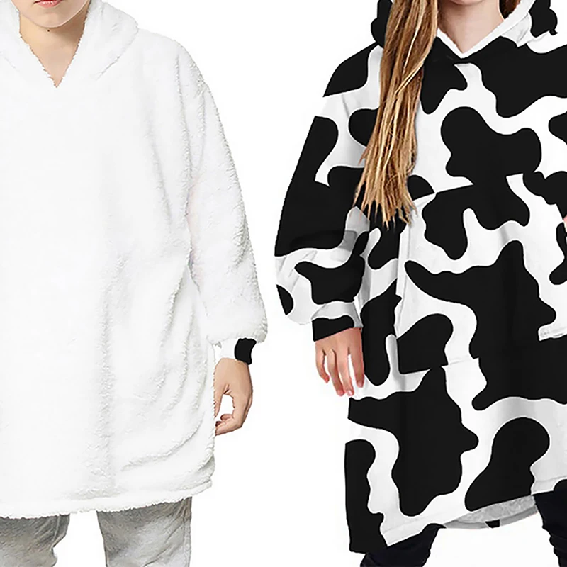 

Soft Warm Wearable Blanket Family Hoodie With Sleeves Blankets Fleece Sweatshirt Unisex Oversized Print Winter Plush Soft Coat