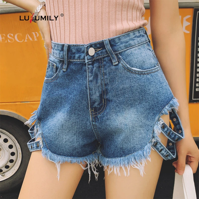 girl in short jean shorts