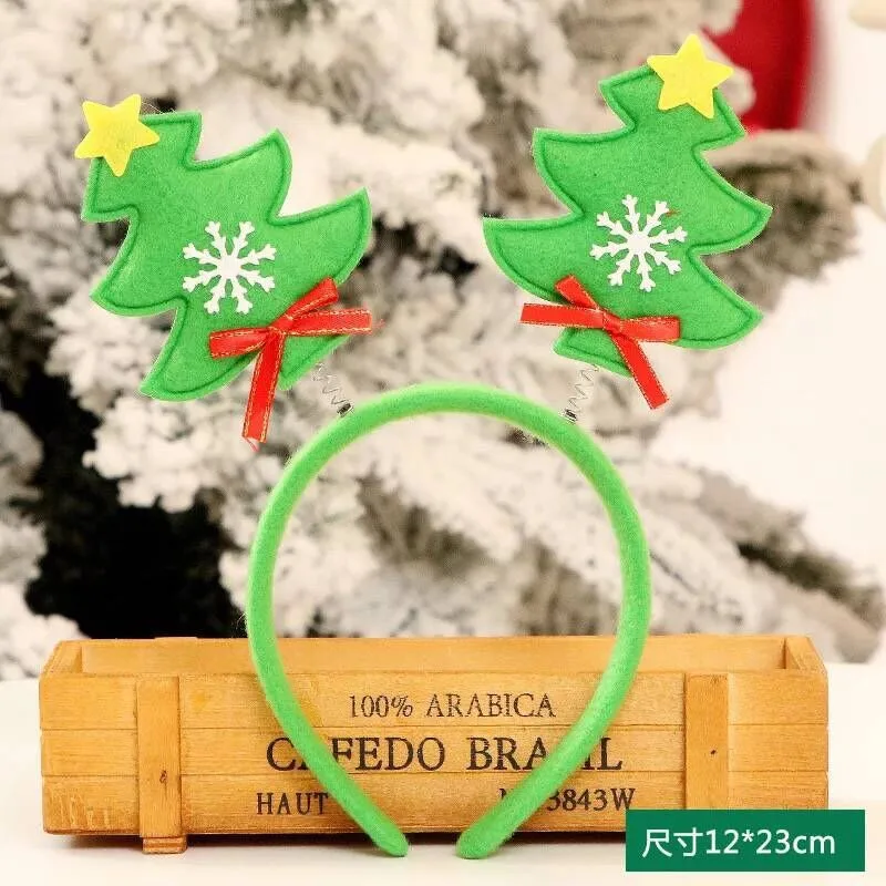 Kerst decoratie обруч с оленьими рогами лося Санта дерево головные уборы рождественские украшения для детей взрослых год подарок натальный Noel Navidad - Цвет: style5-18-green tree