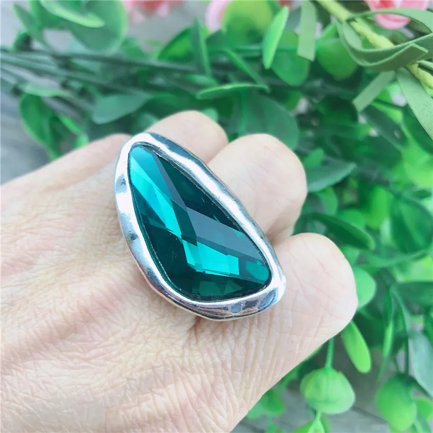 Anslow Fashion Jewelry Brand Retro Silver Irregular Shaped Crystal Finger Couple Love Promise Wedding Engagement Ring LOW0063AR - Image 3