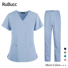 Roupas médicas babadoras de cuidado, calças médicas elásticas, uniformes médicos para o verão, enfermeira, mulheres, tecido fino e leve, manga curta