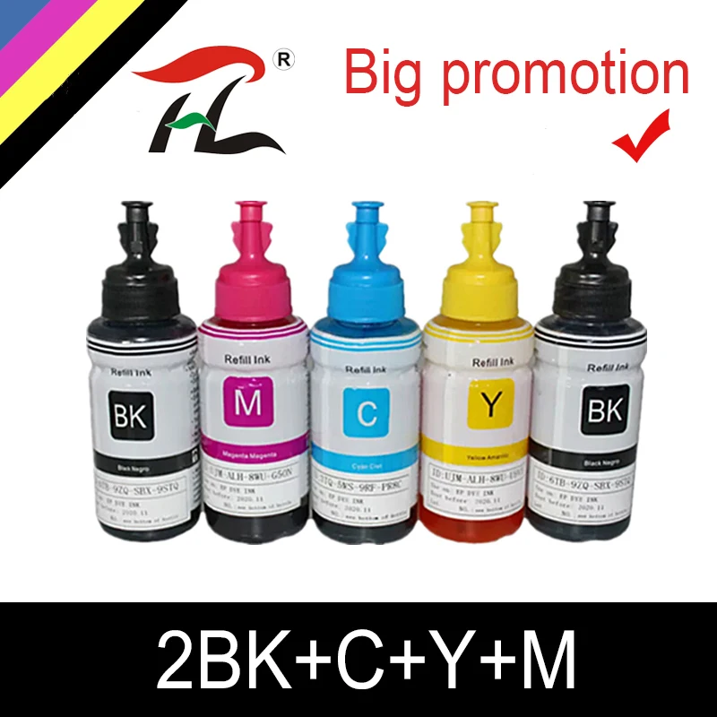 HTL 5PK 70ml dye ink refill compatible for epson L200 L210 L222 L100 L110 L120 L132 L550 L555 L300 L355 L362 printer | Компьютеры и