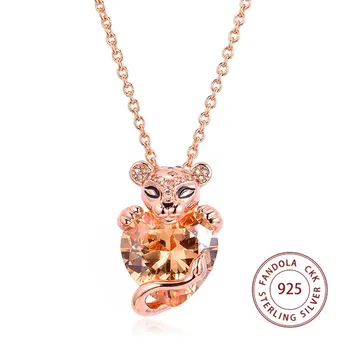 

Luxury 925 Sterling Silver Necklace Sparkling Lion Princess Heart Chain Pendant Necklaces for Women Jewelry Making collar mujer