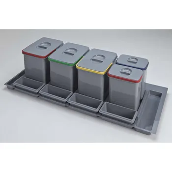 

INSIDE RECYCLING DE TRASH made hub, 230MM high, M-120. 3 cubes 12 liter + 2 buckets 5 liters and tray. Capacity 46L