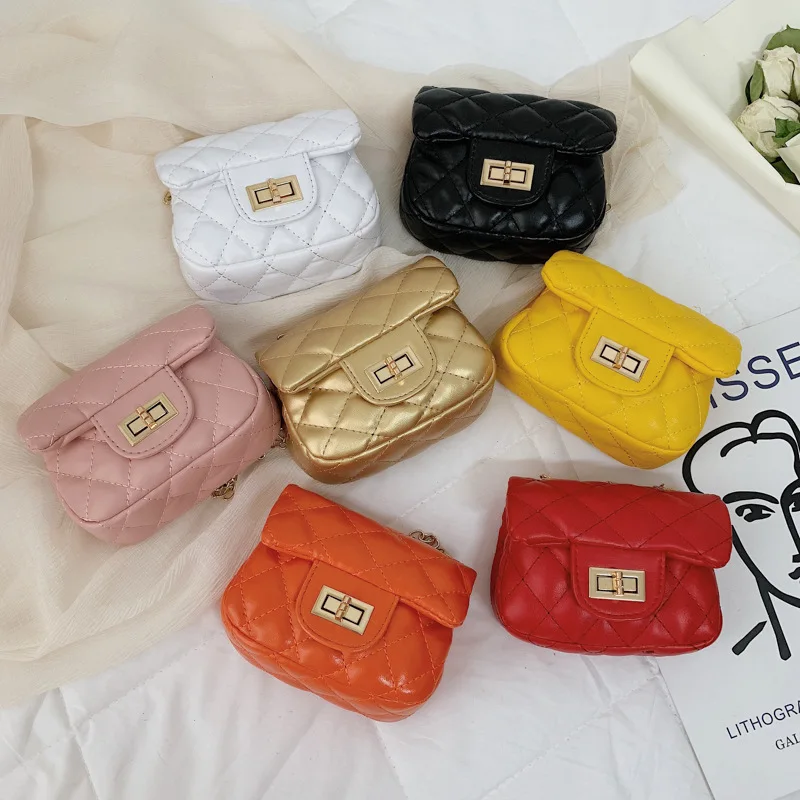 

2019 Korean-style Mini Rhombus Graceful Children's Bag Simple Versitile Fashion Chain Textured Crossbody Bag