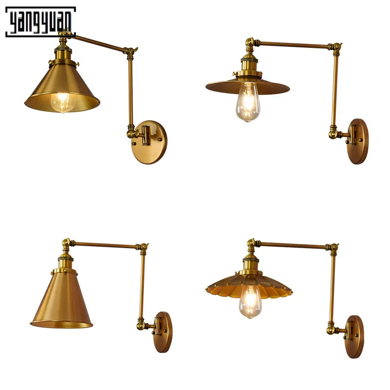 

Nordic Gold Wall Sconce Industrial LED Wall Lamp Vintage Light Loft E27 Bulb Iron Retro Home Deco Bedroom Desk Lighting Fixtures