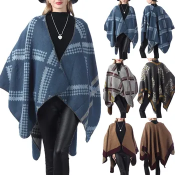 

Spring Autumn Capes Fashion Women Print Pashmina Shawl Wrap Cape Knitting Cardigan 2020 New Arrival Women Coat Outwear