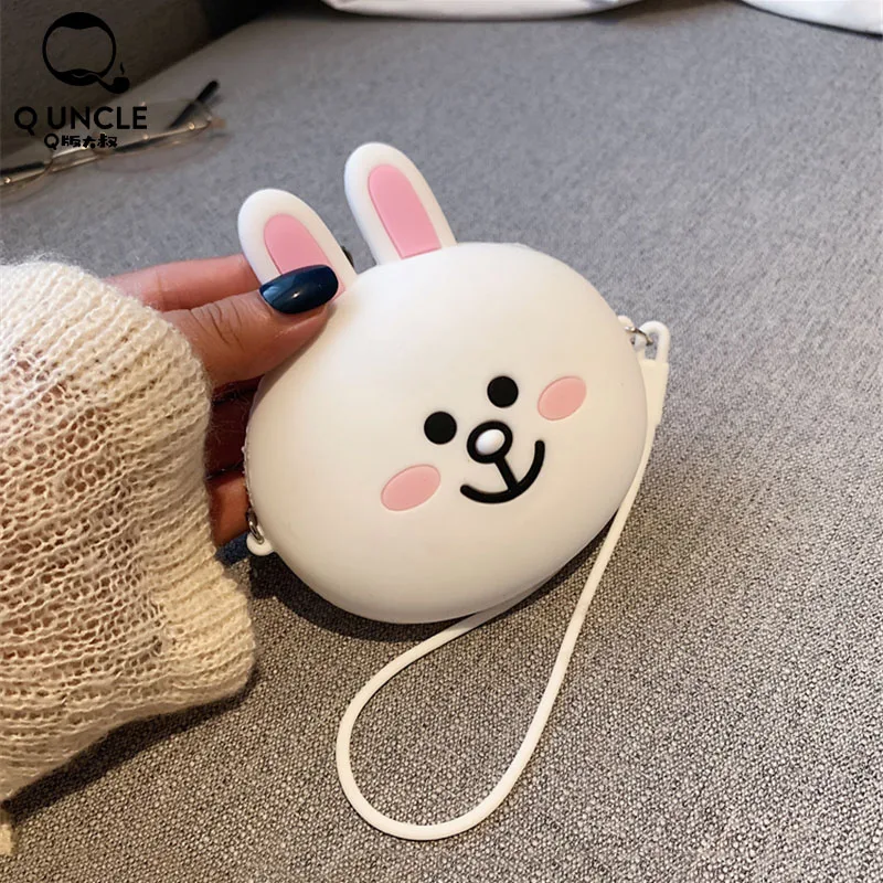 

Q UNCLE Creative Fashion Crossbody Bags Cute Style White Rabbit Waterproof Mini Coin Purses Women Simple Circle Lipstick Pouch