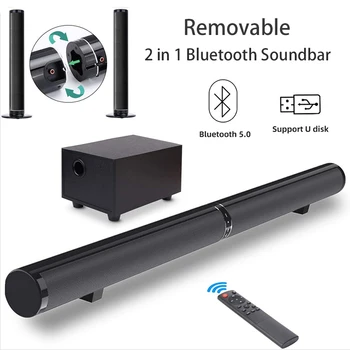 

Bluetooth Soundbar Speaker Home Theater Bass Multi-function Bluetooth Speaker Removable 2 in 1 for TV PC Smartphone Subwoofer