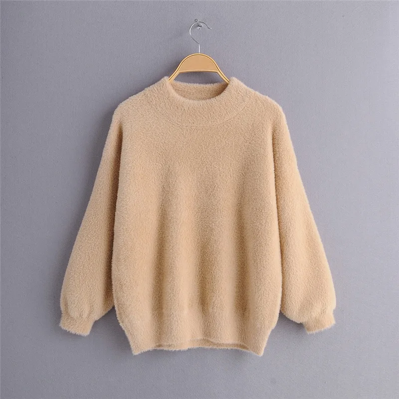Khaki Chu Sau beauty Новые Модные осенние норковые бархатные однотонные Свитера Женские повседневные зимние теплые мягкие Пуловеры женские Джерси De Moda - Цвет: Khaki
