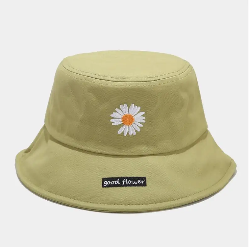 

New chrysanthemum Bucket Hat Embroidery Flower Bob Cap Hip Hop Gorros Men women summer Caps Beach Sun Fishing Panama Hat