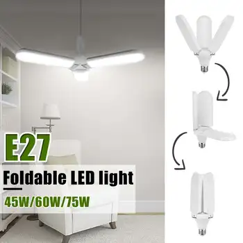 

45/60/75W LED Garage Lamp Foldable Super Bright Industrial Lamp Lighting Led Ceiling Fan Garage Light High Bay Industrial Lamp