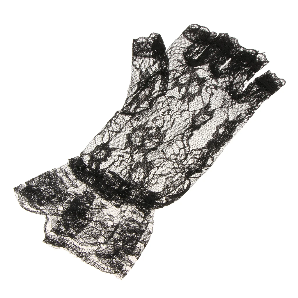 Vintage Short Lace Gloves Fingerless Wedding Evening Party Gloves 20s Flapper Gloves Victorian Gothic Fancy Dress Accessories
