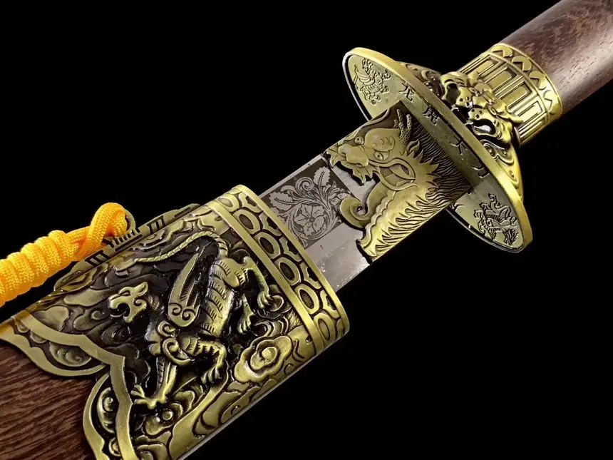 WUSHU Broadsword Blade Chinese Sword Manganese steel Blade DAO Lucky beast case