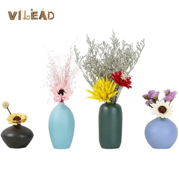 

VILEAD Ceramic Flower Vase Figurines Nordic Cylinder Flower Pots Table Desk Decor Modern Interior Living Room Decoration Gifts