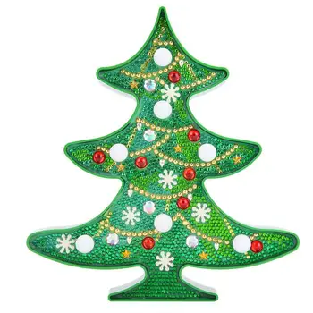 

DIY Christmas Decoration Christmas Tree Diamond Painting With LED Night Light Craft Stitch Set Christmas Decor Light