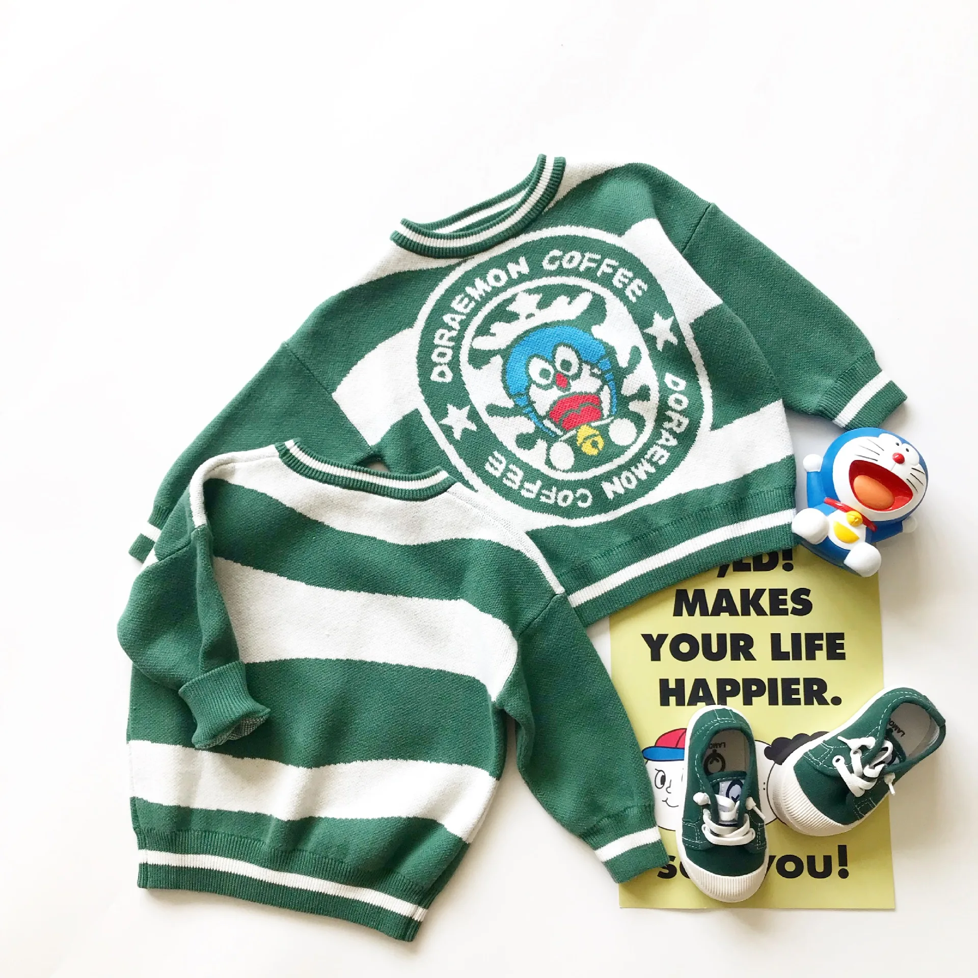 Tonytaobaby Autumn and Winter New Kids' Babies' Creative Stripe Cotton Sweater Baby Sweater Toddler Sweater Pullover Sweater
