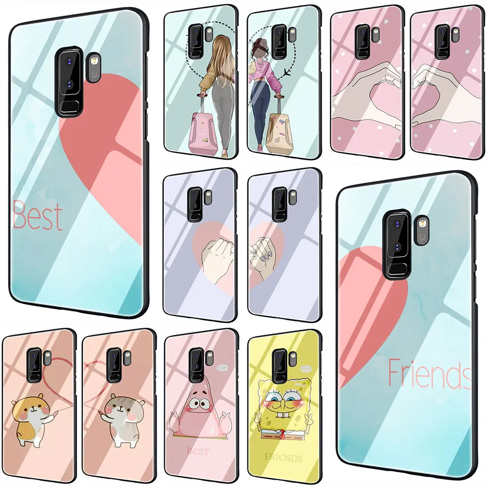 

Best Friends Tempered Glass Phone Cover Case For Galaxy S7 edge S8 9 10 Plus Note 8 9 10 A10 20 30 40 50 60 70