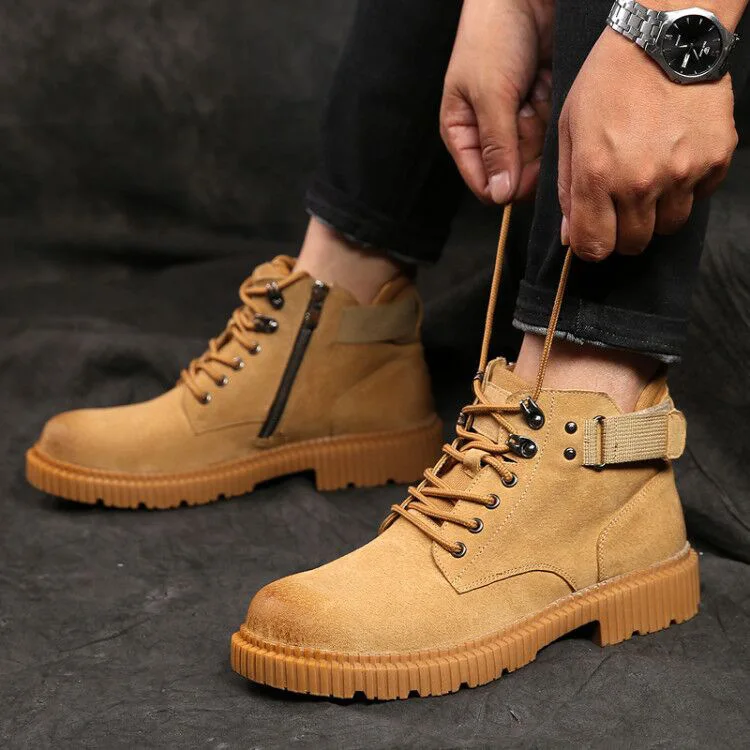 

New Style Martin Boots Men's Korean-style Genuine Leather Hot Selling Casual Hight-top Trendy Shoes Men Desert Short Boots Youth