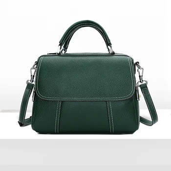 

Genuine Leather Handbag Bag Women 2020 New Style Boston Bag Shoulder Bag Messenger Bag Women's Bag