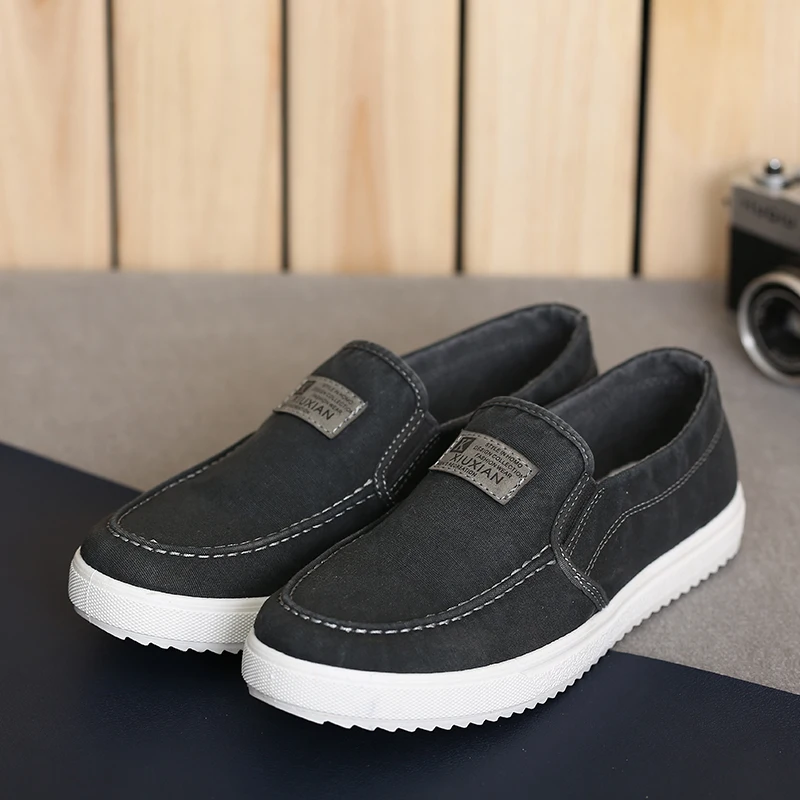 Men Canvas Shoes Spring Autumn Slip-ON Retro Style Breathable Fashion Black White Red Casual Students Shoes S1251-1275 Dn