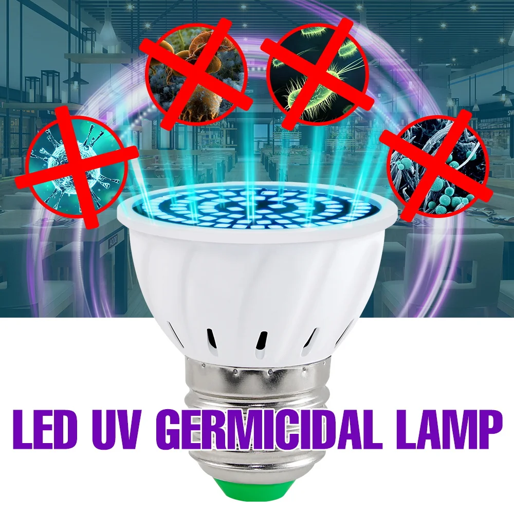 

E14 LED UVC Desinfection Light MR16 Ultraviolet LED Sterilizer Bactericidal Lamp E27 UV Germicidal Bulb GU10 Anti Virus Lamp B22