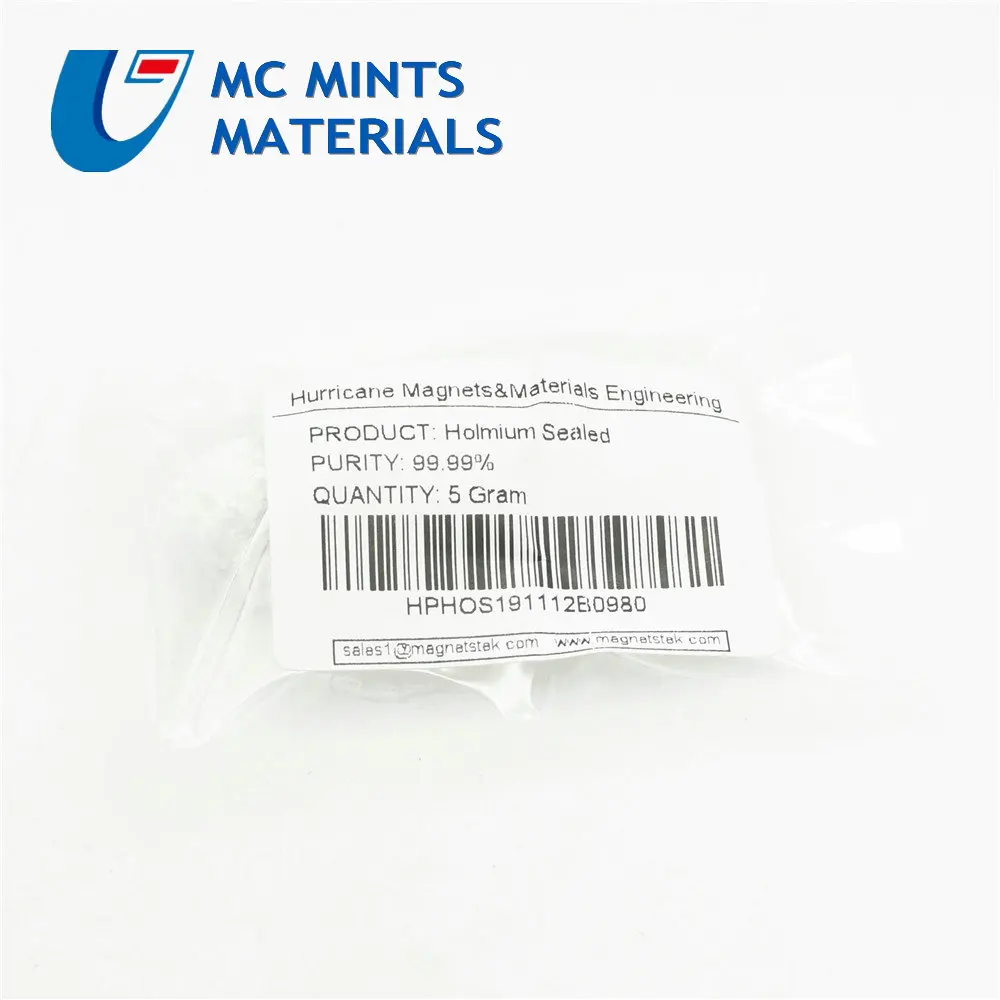 Металлический холимиум в аргоне наполнение стеклянной трубки редкоземельный металлический эксперимент с высоким содержанием пуирти 5 г Хо для лабораторных исследований, учебное обслуживание